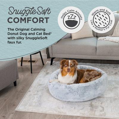 Show full view: Best Friends by Sheri SnuggleSoft Faux Rabbit Fur Orthopedic Bolster Cat & Dog Bed, Grey, Large slide 2 of 8