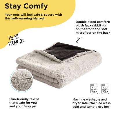 Show full view: Best Friends by Sheri SnuggleSoft Reversible Calming Faux Fur Orthopedic Cat & Dog Blanket, Brown slide 2 of 8