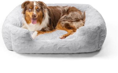 Show full view: Best Friends by Sheri Soothe & Snooze Lounge Lux Memory Foam Rectangular Orthopedic Bolster Dog Bed, Grey, Large slide 7 of 8