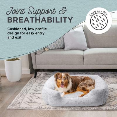 Show full view: Best Friends by Sheri Soothe & Snooze Lounge Lux Memory Foam Rectangular Orthopedic Bolster Dog Bed, Grey, Large slide 2 of 8