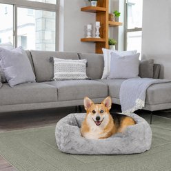 Best Friends by Sheri Soothe & Snooze Lounge Lux Memory Foam Rectangular Orthopedic Bolster Dog Bed, Grey, Medium