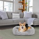 Best Friends by Sheri Soothe & Snooze Lounge Lux Memory Foam Rectangular Orthopedic Bolster Dog Bed, Grey, Medium