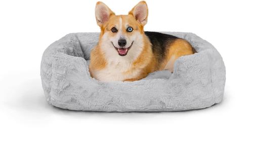 Show full view: Best Friends by Sheri Soothe & Snooze Lounge Lux Memory Foam Rectangular Orthopedic Bolster Dog Bed, Grey, Medium slide 8 of 9