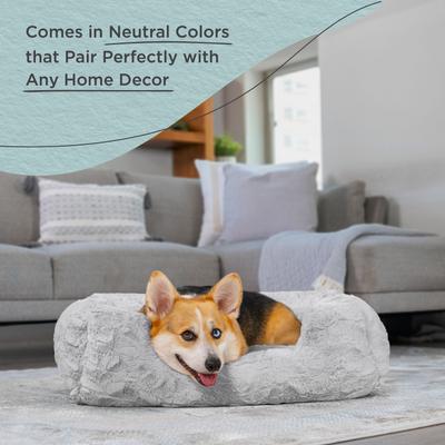 Show full view: Best Friends by Sheri Soothe & Snooze Lounge Lux Memory Foam Rectangular Orthopedic Bolster Dog Bed, Grey, Medium slide 7 of 9