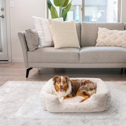 Best Friends by Sheri Soothe & Snooze Lounge Lux Memory Foam Rectangular Orthopedic Bolster Dog Bed, Oyster, Large