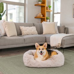 Best Friends by Sheri Soothe & Snooze Lounge Lux Memory Foam Rectangular Orthopedic Bolster Dog Bed, Oyster, Medium