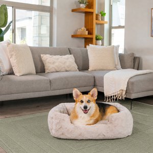 Best Friends by Sheri Soothe & Snooze Lounge Lux Memory Foam Rectangular Orthopedic Bolster Dog Bed, Oyster, Medium