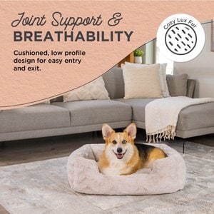 Best Friends by Sheri Soothe & Snooze Lounge Lux Memory Foam Rectangular Orthopedic Bolster Dog Bed, Oyster, Medium
