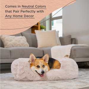 Best Friends by Sheri Soothe & Snooze Lounge Lux Memory Foam Rectangular Orthopedic Bolster Dog Bed, Oyster, Medium