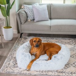 Best Friends by Sheri Soothe & Snooze Lounge Shag Rectangular Orthopedic Bolster Dog Bed, Frost, Large