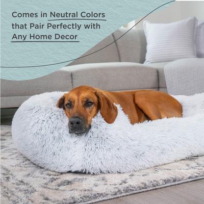Show full view: Best Friends by Sheri Soothe & Snooze Lounge Shag Rectangular Orthopedic Bolster Dog Bed, Frost, Large slide 6 of 8