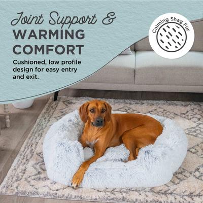 Show full view: Best Friends by Sheri Soothe & Snooze Lounge Shag Rectangular Orthopedic Bolster Dog Bed, Frost, Large slide 2 of 8