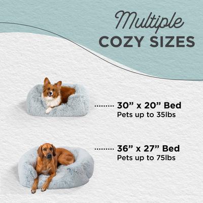 Show full view: Best Friends by Sheri Soothe & Snooze Lounge Shag Rectangular Orthopedic Bolster Dog Bed, Frost, Large slide 5 of 8