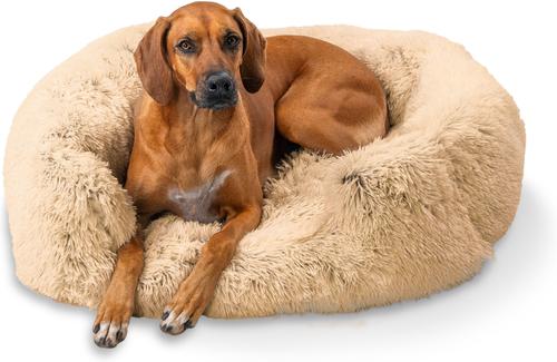 Show full view: Best Friends by Sheri Soothe & Snooze Lounge Shag Rectangular Orthopedic Bolster Dog Bed, Taupe, Large slide 7 of 8