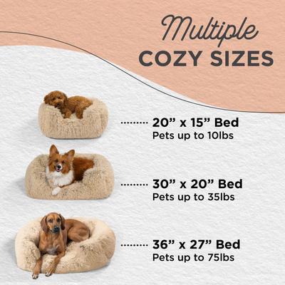 Show full view: Best Friends by Sheri Soothe & Snooze Lounge Shag Rectangular Orthopedic Bolster Dog Bed, Taupe, Medium slide 6 of 9