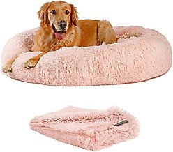 Best Friends by Sheri The Original Calming Donut Cat & Dog Bed & Throw Blanket, Cotton Candy, X-Large