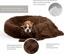 Best Friends by Sheri The Original Calming Donut Cat & Dog Bed & Throw Blanket, Dark Brown, Large  slide 2 of 3
