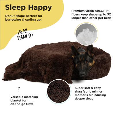 Show full view: Best Friends by Sheri The Original Calming Donut Cat & Dog Bed & Throw Blanket, Dark Chocolate, Large slide 2 of 6