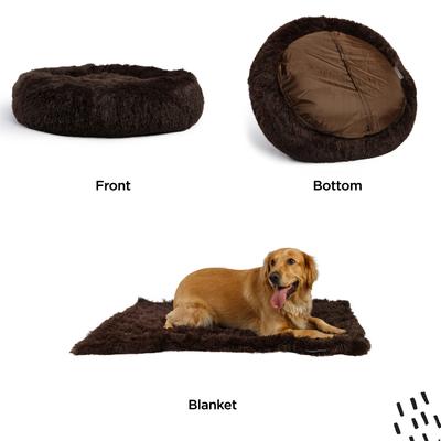 Show full view: Best Friends by Sheri The Original Calming Donut Cat & Dog Bed & Throw Blanket, Dark Chocolate, Large slide 3 of 6