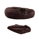 Best Friends by Sheri The Original Calming Donut Cat & Dog Bed & Throw Blanket, Dark Chocolate, Medium
