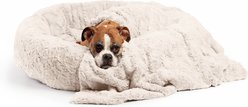 Best Friends by Sheri The Original Calming Donut Cat & Dog Bed & Throw Blanket, Oyster, Large 