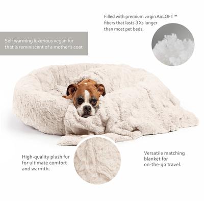 Show full view: Best Friends by Sheri The Original Calming Donut Cat & Dog Bed & Throw Blanket, Oyster, Large  slide 2 of 4