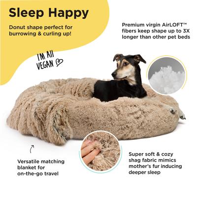 Show full view: Best Friends by Sheri The Original Calming Donut Dog Bed & Throw Dog Blanket, Taupe, Large slide 2 of 7