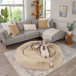 Best Friends by Sheri The Original Calming Shag Fur Donut Cuddler Cat & Dog Bed, Beige, XX-Large