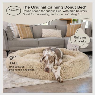 Show full view: Best Friends by Sheri The Original Calming Shag Fur Donut Cuddler Cat & Dog Bed, Beige, XX-Large slide 5 of 11