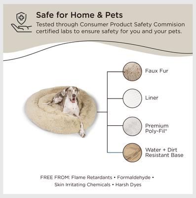 Show full view: Best Friends by Sheri The Original Calming Shag Fur Donut Cuddler Cat & Dog Bed, Beige, XX-Large slide 7 of 11