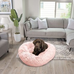Best Friends by Sheri The Original Calming Shag Fur Donut Cuddler Cat & Dog Bed, Cotton Candy, Large