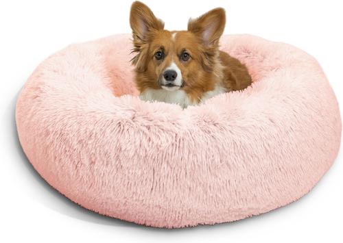 Show full view: Best Friends by Sheri The Original Calming Shag Fur Donut Cuddler Cat & Dog Bed, Cotton Candy, Medium slide 2 of 11