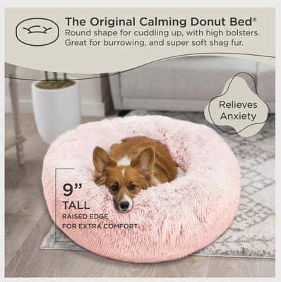 Show full view: Best Friends by Sheri The Original Calming Shag Fur Donut Cuddler Cat & Dog Bed, Cotton Candy, Medium slide 5 of 11