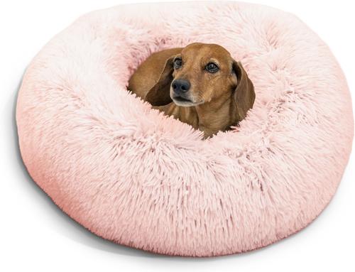 Show full view: Best Friends by Sheri The Original Calming Shag Fur Donut Cuddler Cat & Dog Bed, Cotton Candy, Small slide 2 of 11