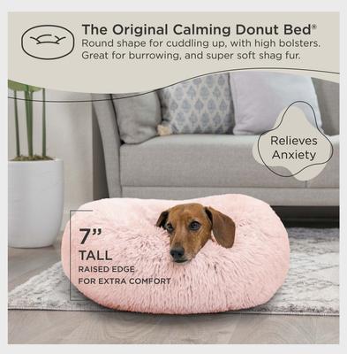 Show full view: Best Friends by Sheri The Original Calming Shag Fur Donut Cuddler Cat & Dog Bed, Cotton Candy, Small slide 5 of 11