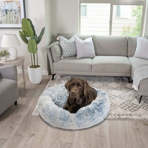 Best Friends by Sheri The Original Calming Shag Fur Donut Cuddler Cat & Dog Bed, Denim, Large