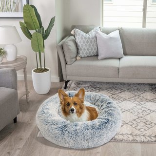 Best Friends by Sheri The Original Calming Shag Fur Donut Cuddler Cat & Dog Bed, Denim, Medium slide 1 of 8