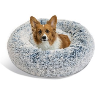 Best Friends by Sheri The Original Calming Shag Fur Donut Cuddler Cat & Dog Bed, Denim, Medium slide 2 of 8
