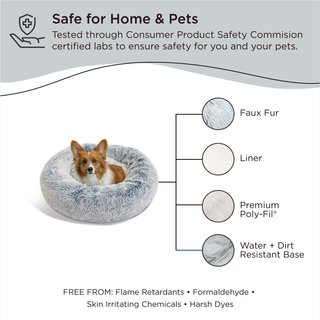 Best Friends by Sheri The Original Calming Shag Fur Donut Cuddler Cat & Dog Bed, Denim, Medium slide 7 of 8