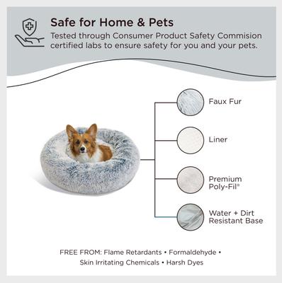 Show full view: Best Friends by Sheri The Original Calming Shag Fur Donut Cuddler Cat & Dog Bed, Denim, Medium slide 7 of 11