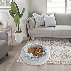 Best Friends by Sheri The Original Calming Shag Fur Donut Cuddler Cat & Dog Bed, Denim, Small