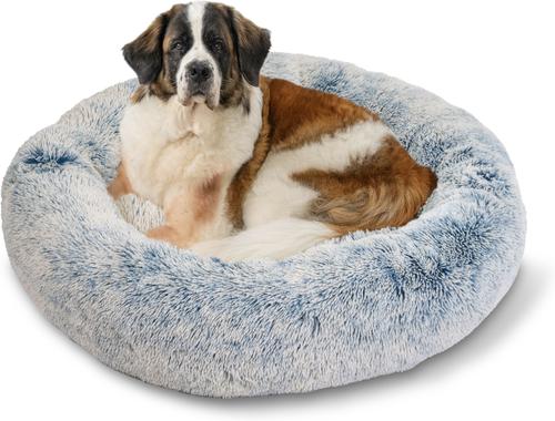 Show full view: Best Friends by Sheri The Original Calming Shag Fur Donut Cuddler Cat & Dog Bed, Denim, X-Large slide 2 of 11