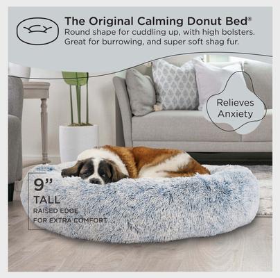 Show full view: Best Friends by Sheri The Original Calming Shag Fur Donut Cuddler Cat & Dog Bed, Denim, X-Large slide 5 of 11