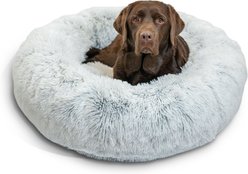 Best Friends by Sheri The Original Calming Shag Fur Donut Cuddler Cat & Dog Bed, Frost, Large slide 2 of 8