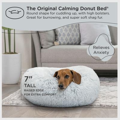Show full view: Best Friends by Sheri The Original Calming Shag Fur Donut Cuddler Cat & Dog Bed, Frost, Medium slide 5 of 11