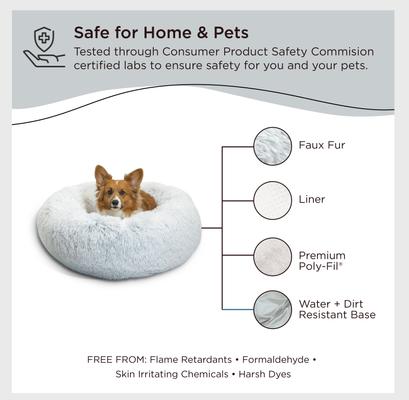 Show full view: Best Friends by Sheri The Original Calming Shag Fur Donut Cuddler Cat & Dog Bed, Frost, Medium slide 7 of 11