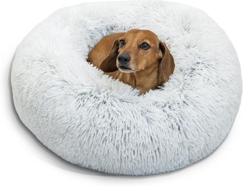 Show full view: Best Friends by Sheri The Original Calming Shag Fur Donut Cuddler Cat & Dog Bed, Frost, Small slide 7 of 11