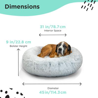 Show full view: Best Friends by Sheri The Original Calming Shag Fur Donut Cuddler Cat & Dog Bed, Frost, X-Large slide 3 of 11