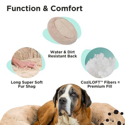 Show full view: Best Friends by Sheri The Original Calming Shag Fur Donut Cuddler Cat & Dog Bed, Frost, X-Large slide 4 of 11