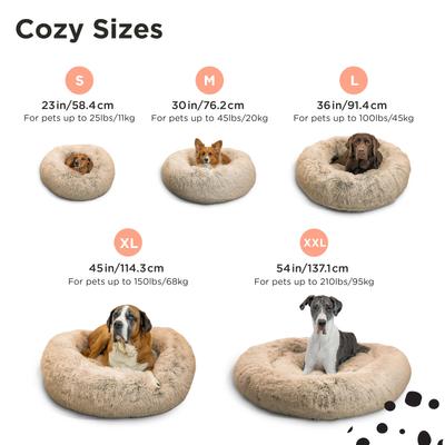 Show full view: Best Friends by Sheri The Original Calming Shag Fur Donut Cuddler Cat & Dog Bed, Frost, X-Large slide 7 of 11